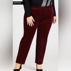 Avenue Denim Stretch Corduroy Jean in Wine-Average Length Sz 18-AV NWT